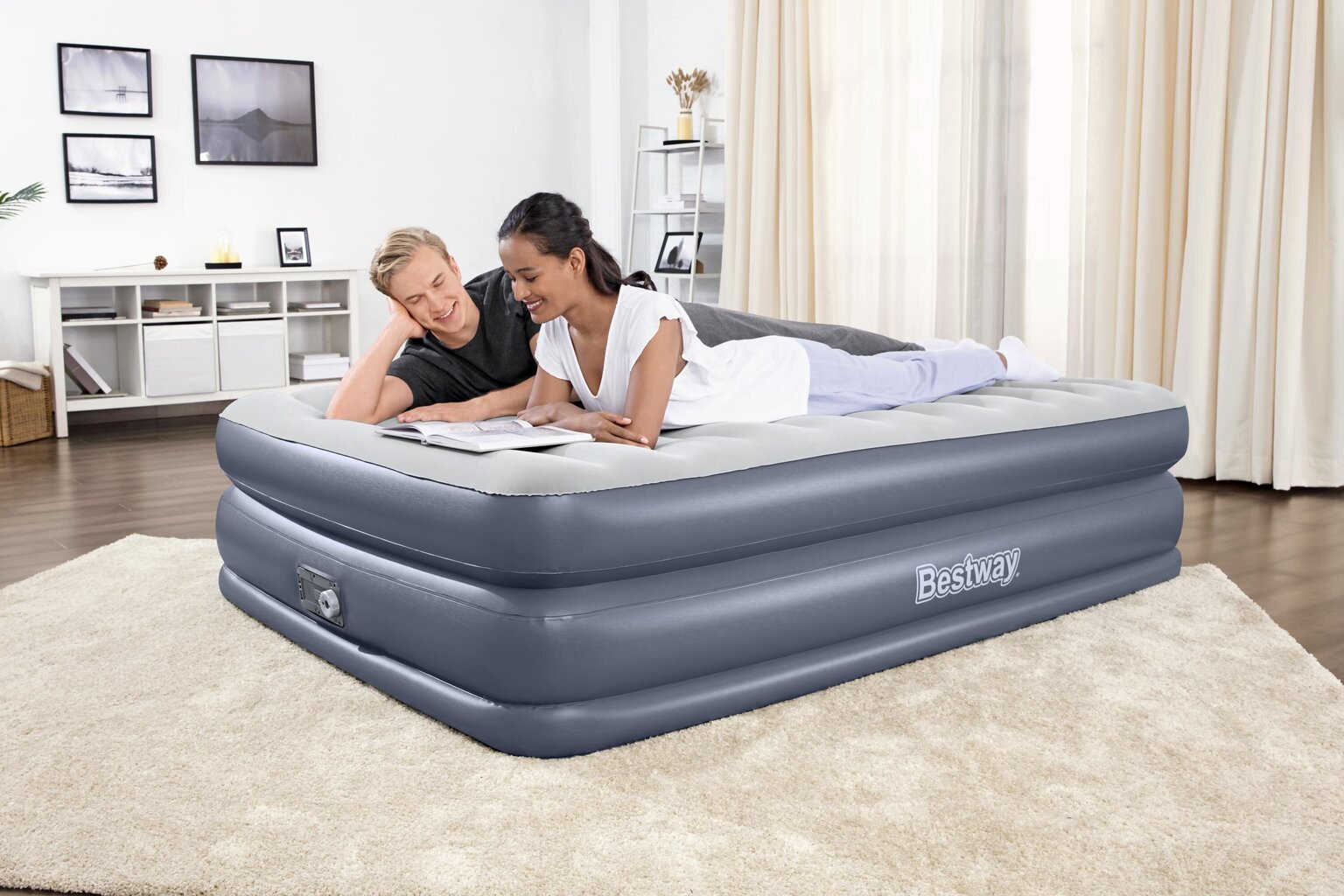 Täispuhutav madrats Bestway Tritech QuadComfort Airbed Queen, 203x152x51 cm, integreeritud pumbaga hind ja info | Täispuhutavad madratsid ja mööbel | kaup24.ee