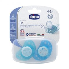 Silikoonist lutt Chicco Physio Air, sinine 0 kuud, 2 tk цена и информация | Пустышки | kaup24.ee