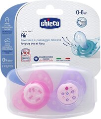 Silikoonist lutt Chicco Physio Air, roosa, 0 elukuud, 2 tk цена и информация | Соски на бутылочку | kaup24.ee