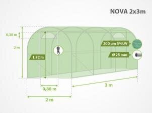 Теплица NOVA, 2x3 м цена и информация | Теплицы | kaup24.ee