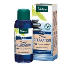 Масло для ванн Kneipp ® Глубокое расслабление с натуральным эфирным маслом пачули и экстрактом сандалового дерева приведет вас к глубокому расслаблению и позволит вашему разуму отдохнуть. Пачули снимает напряжение и помогает при внутреннем беспокойстве. Сандал известен своим расслабляющим действием. В сочетании с благотворным воздействием теплой воды эфирные масла при купании раскрывают свой естественный аромат. Ванна является проверенным средством для глубокого расслабления и внутреннего спокойствия. Масло для ванн изготовлено без использования парафинов, силиконов, минеральных масел и консервантов. цена и информация | Масла, гели для душа | kaup24.ee