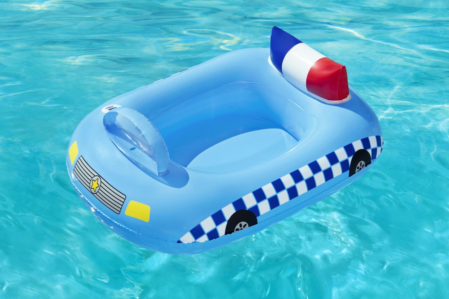 Täispuhutav parv Bestway Funspeakers Police Car, 97x74 cm, sinine hind ja info | Täispuhutavad veemänguasjad ja ujumistarbed | kaup24.ee
