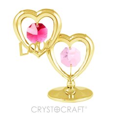 Kaks südant kirjaga "Love", Swarovski kristallidega hind ja info | Peokaunistused | kaup24.ee