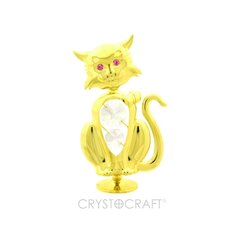 Кот на подставке с кристаллами SWAROVSKI, золотое покрытие цена и информация | Праздничные декорации | kaup24.ee