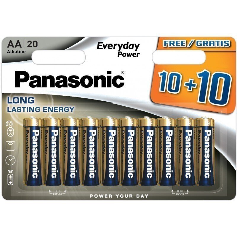 Panasonic LR6 Alkaline Everyday Power AA 1.5V 20 pcs hind ja info | Patareid | kaup24.ee