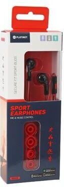 Juhtmega kõrvasisesed sportimis kõrvaklapid Platinet Sport PM1031, punane (42945) hind ja info | Kõrvaklapid | kaup24.ee