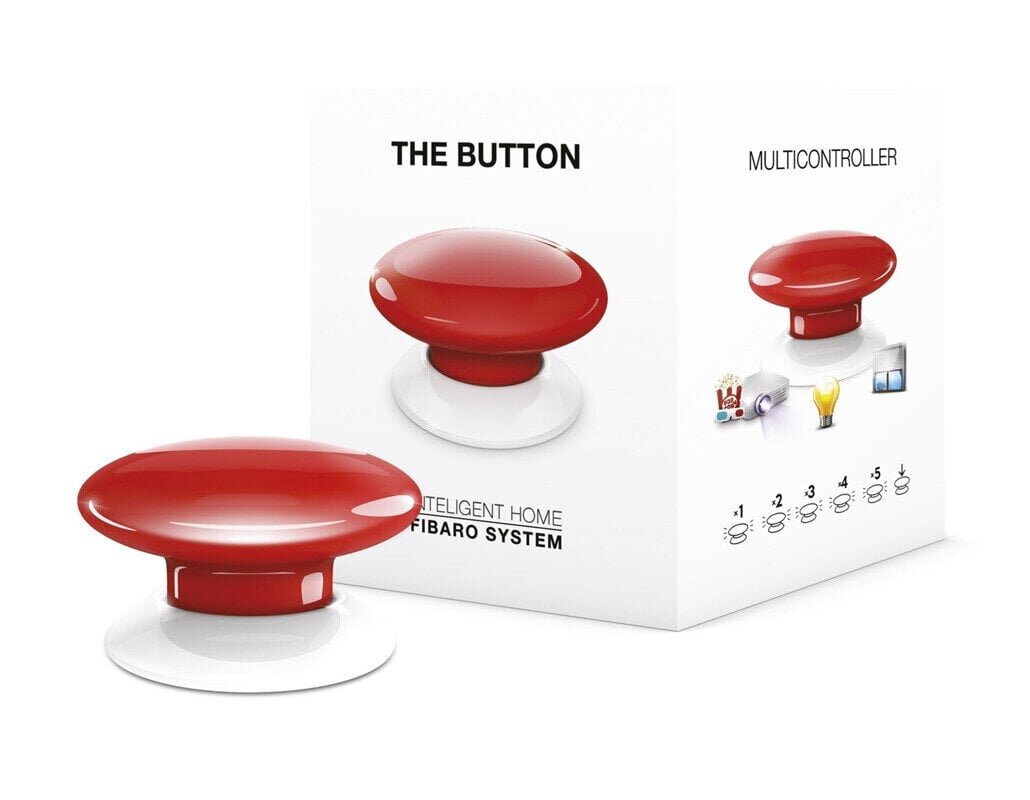 Fibaro The Button Z-Wave, Red цена и информация | Lülitid ja pistikupesad | kaup24.ee