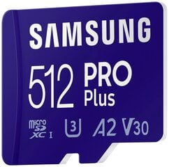 Mälukaart SAMSUNG MICRO SDXC PRO+ 512GB/W/ADAPT. MB-MD512KA/EU цена и информация | Карты памяти | kaup24.ee