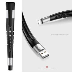 Usams SJ198 3in1 Transformer USB to Lightning 12cm Cable + Stylus Pen + Flexible Stand Black - Silver hind ja info | Kaablid ja juhtmed | kaup24.ee