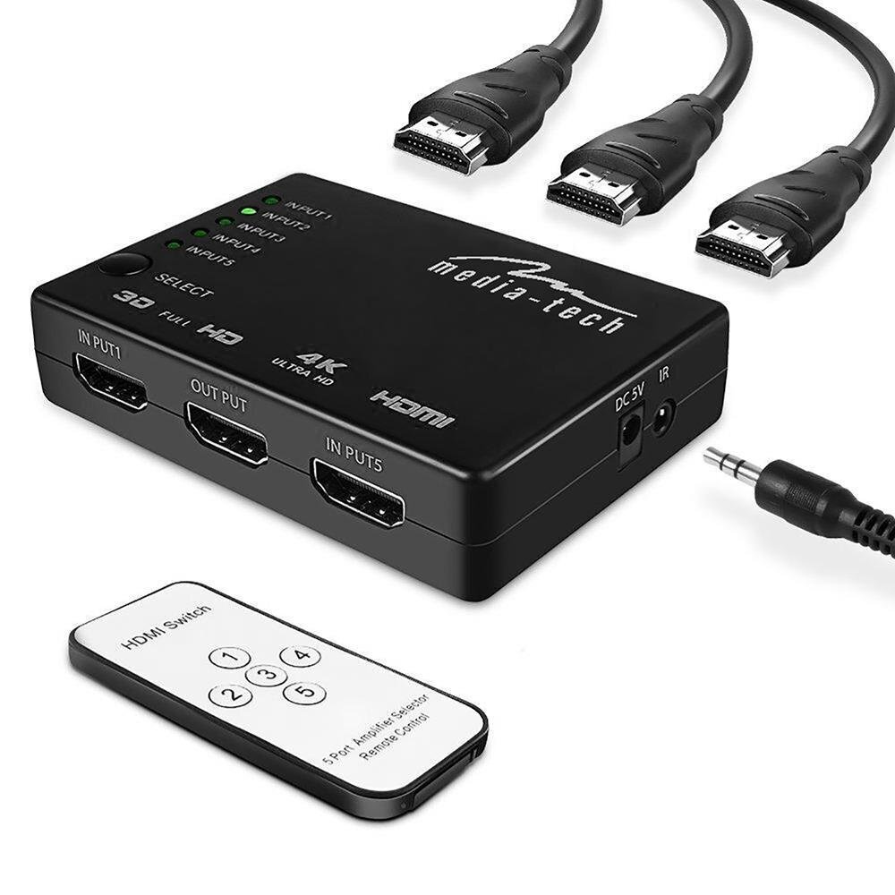 Media-Tech MT5207 HDMI Switch 4K hind ja info | USB jagajad, adapterid | kaup24.ee