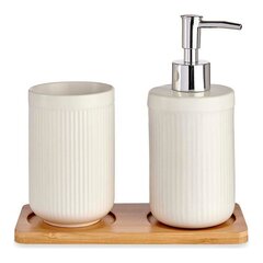 Набор для ванной Белый Керамика Бамбук (3 pcs) цена и информация | Аксессуары для ванной комнаты | kaup24.ee