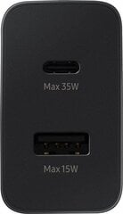 Samsung EP-TA220NBE 35W Duo USB-C ja USB-A portide PD kiirlaadija must hind ja info | Mobiiltelefonide laadijad | kaup24.ee