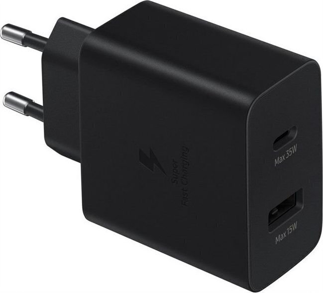 Samsung EP-TA220NBE 35W Duo USB-C ja USB-A portide PD kiirlaadija must цена и информация | Mobiiltelefonide laadijad | kaup24.ee