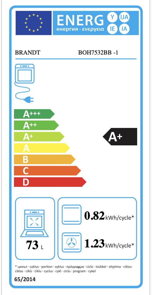 Integreeritav ahi Brandt BOH7532BB цена и информация | Ahjud | kaup24.ee