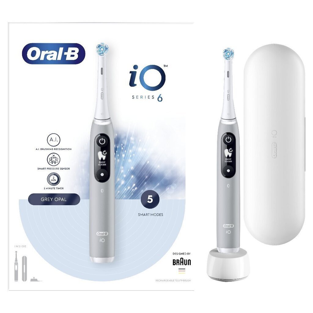 Oral-B iO6 Series Grey Opal hind ja info | Elektrilised hambaharjad | kaup24.ee