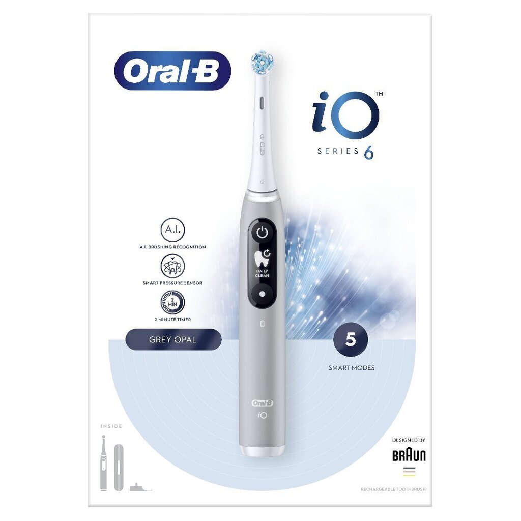 Oral-B iO6 Series Grey Opal цена и информация | Elektrilised hambaharjad | kaup24.ee