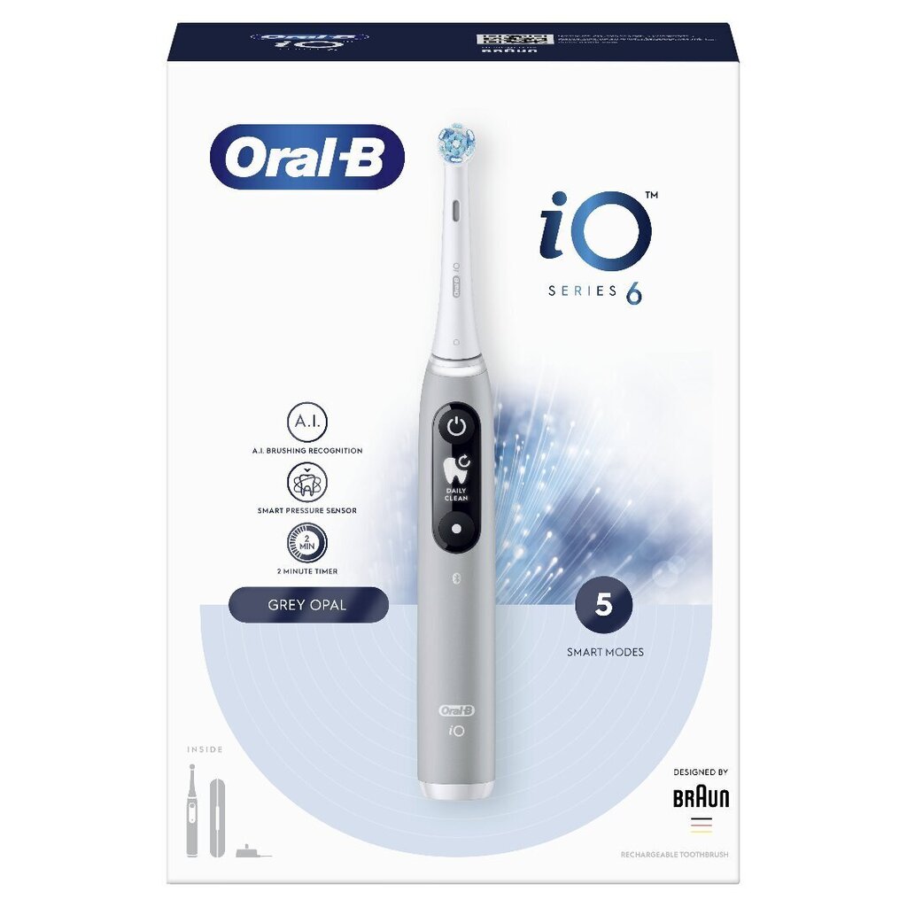 Oral-B iO6 Series Grey Opal цена и информация | Elektrilised hambaharjad | kaup24.ee