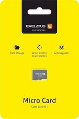 Micro Card SD 16GB 3.0 Mälukaart Evelatus EMC01 W:20mb/s; R:60mb/s hind ja info | Mobiiltelefonide mälukaardid | kaup24.ee