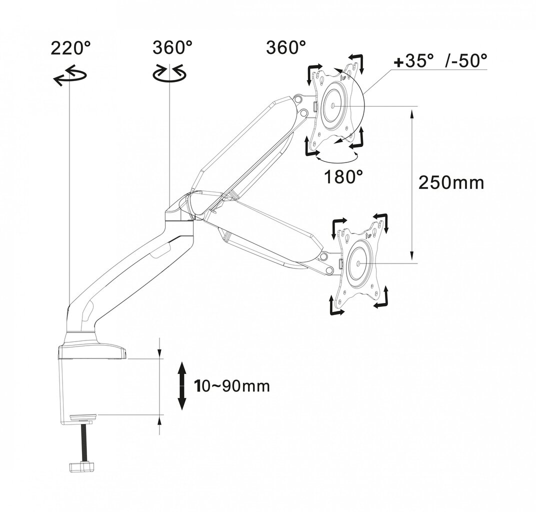 ART RAMM L-17GD hind ja info | Monitori hoidjad | kaup24.ee