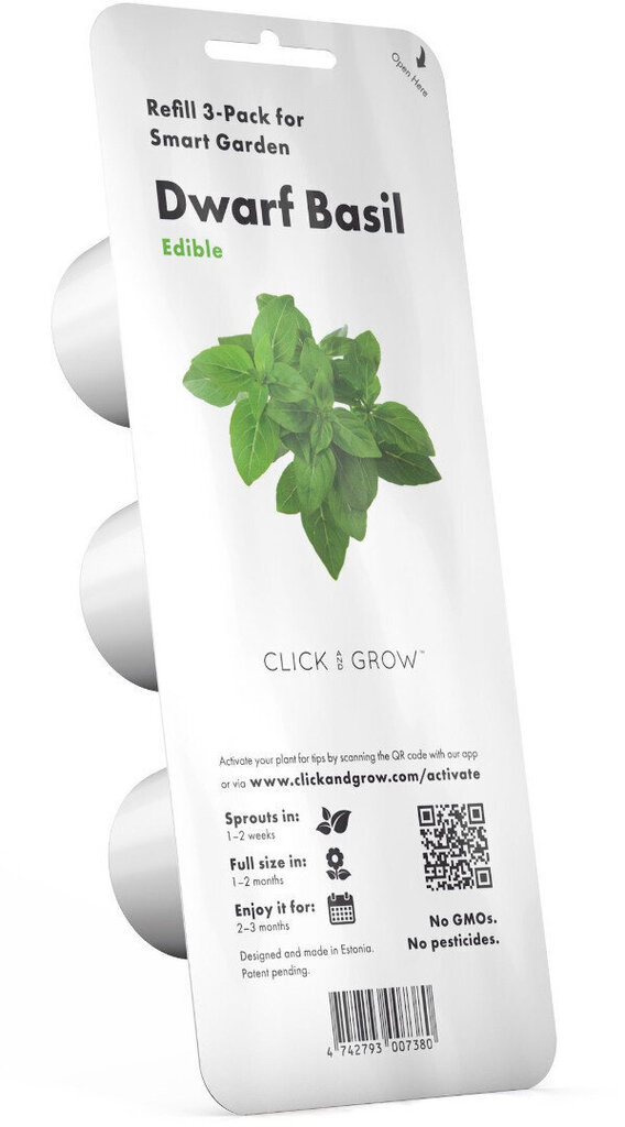 Click & Grow Smart Garden refill Kääbusbasiilik 3tk hind ja info | Nutipotid ja taimelambid | kaup24.ee
