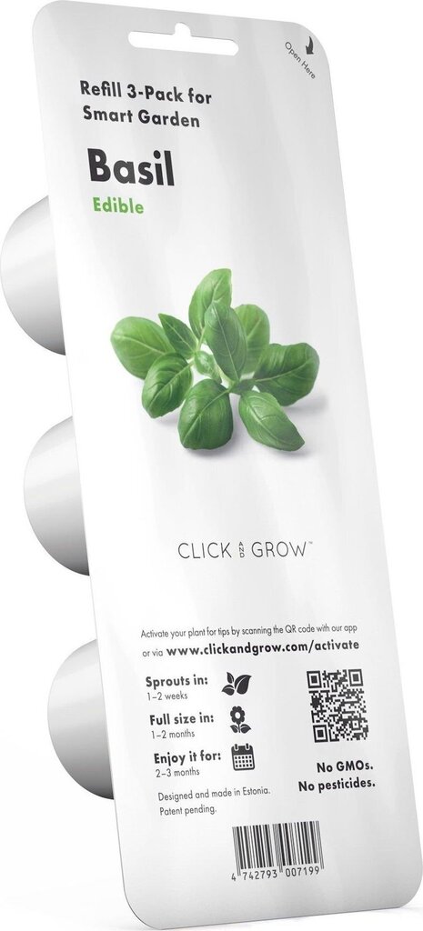 Click and Grow Smart Garden Refill 3 pakendit, Basiilikut hind ja info | Nutipotid ja taimelambid | kaup24.ee