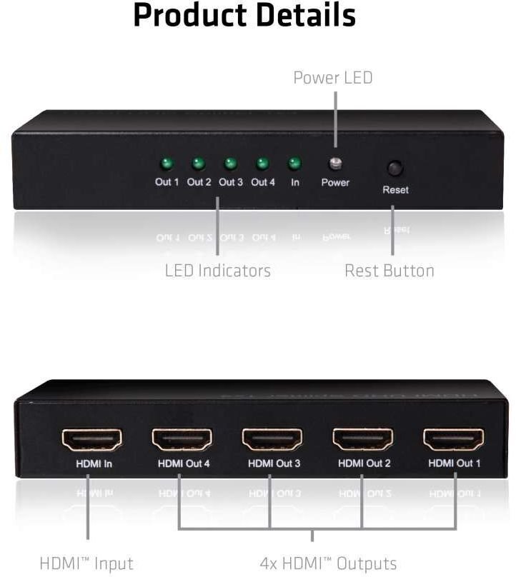 CLUB 3D HDMI 2.0 UHD Splitter 4 Ports hind ja info | USB jagajad, adapterid | kaup24.ee