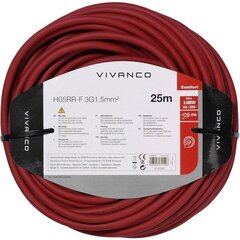 Удлинительный кабель для улицы Vivanco H05RR-F 25 м, красный (61149) цена и информация | Удлинители | kaup24.ee
