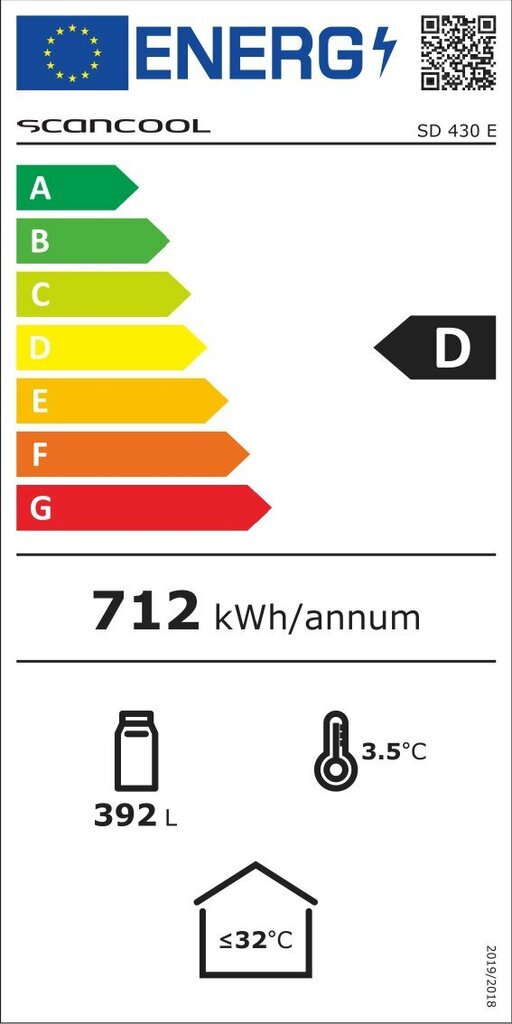 Scandomestic SD430E, klaasuksega vitriinkülmik, 198 cm hind ja info | Külmkapid | kaup24.ee