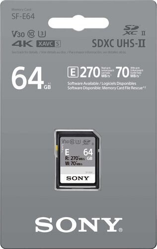 SDXC UHS-II mälukaart 64GB SF-E Series Sony SFE64.AE hind ja info | Mobiiltelefonide mälukaardid | kaup24.ee