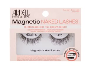 <p>Ardell Individual и Strip Lashes позволяют легко добиться эффекта соблазнительных глаз. Их простые, женственные и густые ресницы легко наносятся, выглядят естественно и легко и безболезненно снимаются после ношения. Для их приклеивания используется клей для ресниц Ardell. Клей гарантирует, что ресницы прослужат долго, поэтому вы сможете без забот расслабиться и наслаждаться прекрасными моментами жизни!</p>

<p>Профессиональные магнитные голые ресницы Ardell придают длину и объем вашим ресницам. Они настолько удобны и легки, что едва заметны при ношении.</p>

<p>Выбирайте разные формы, объемы и длины!</p>

<p>Тип: Магнитные открытые ресницы 420</p>

<p>Magnetic Naked Lashes 420 среднего размера, короче по длине и длиннее в центре, что визуально придает глазам яркий и открытый вид. Перекрестие придает наиболее естественный вид.</p>

<p>• Легко наносится.</p>

<p>• Гладко прилегает к ресницам.</p>

<p>• Клей не требуется.</p>

<p>• Используйте с гелем/жидкостью Magnetic Liner Liner.</p>

<p>Компания Ardell была основана в 1971 году с целью подчеркнуть женскую красоту с помощью удивительных накладных ресниц. Компания была основана Арнольдом Миллером и его женой Сиделл Миллер, которые объединили свои имена и создали бренд Ardell.</p>

<p>Широкий ассортимент продукции Ardell включает в себя все необходимое, чтобы украсить глаза длинными и очаровательными ресницами. От накладных ресниц до специального геля для их фиксации. Широкий ассортимент Ardell позволил этому бренду стать надежным и продавать свою продукцию не только в розничных магазинах, но и стать популярным выбором для профессиональных салонов.</p>
 цена и информация | Накладные ресницы, керлеры | kaup24.ee