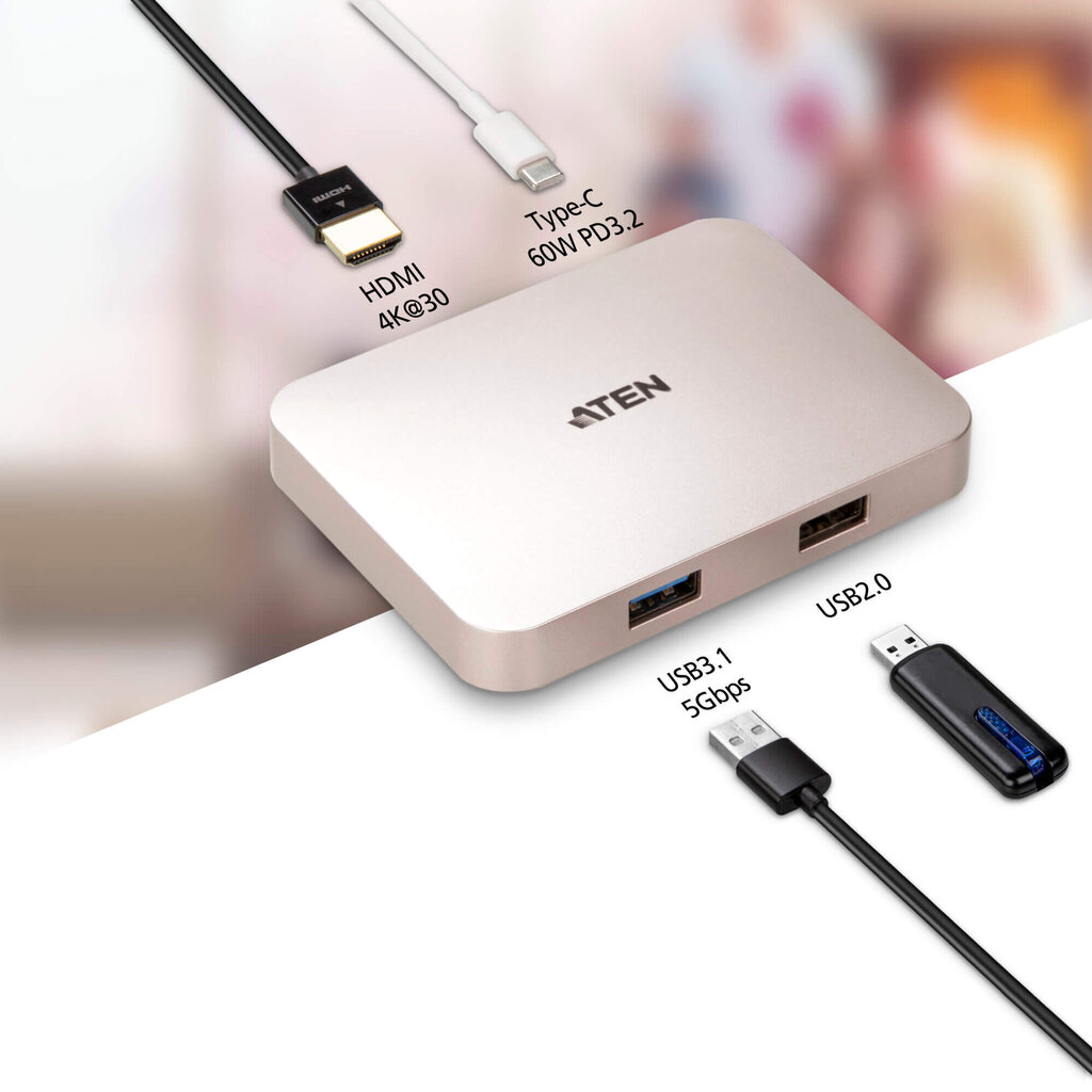 USB-C 4K Dokk Aten : UH3235-AT цена и информация | USB jagajad, adapterid | kaup24.ee