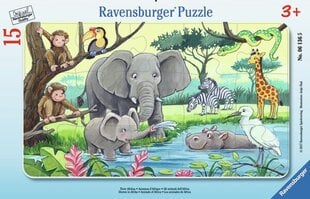 Ravensburger plaatpuzzle 15 tk Aafrikaloomad цена и информация | Пазлы | kaup24.ee