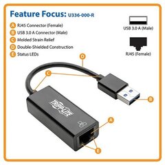 Tripp Lite USB 3.0 to Gigabit Ethernet a цена и информация | Кабели и провода | kaup24.ee