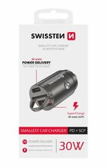 Металлический адаптер Swissten 30W Nano для автомобильного зарядного устройства с 30W PD / SCP / серебряный цена и информация | Зарядные устройства для телефонов | kaup24.ee