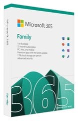 SW RET MICROSOFT 365 FAMILY/ENG P8 6GQ-01556 MS hind ja info | Microsoft Office, kontoritarkvara | kaup24.ee