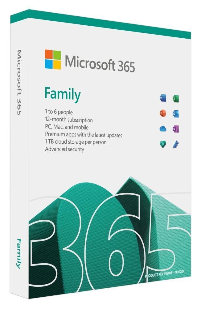 SW RET MICROSOFT 365 FAMILY/ENG P8 6GQ-01556 MS hind ja info | Microsoft Office, kontoritarkvara | kaup24.ee