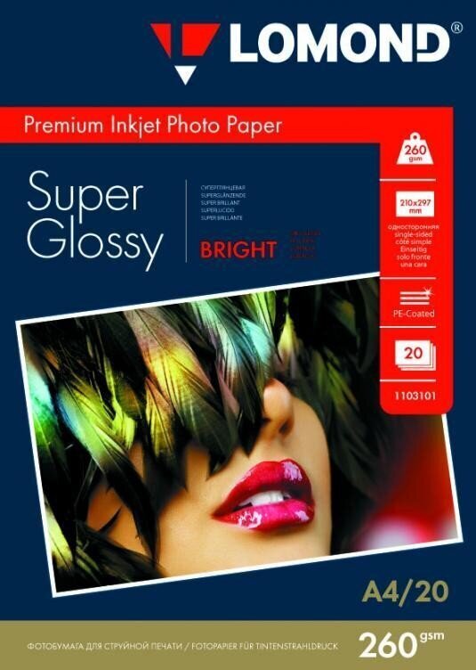 Fotopaber LOMOND Premium, 260 g/m2, A4, eriti läikiv, 20 lehte hind ja info | Vihikud, märkmikud ja paberikaubad | kaup24.ee
