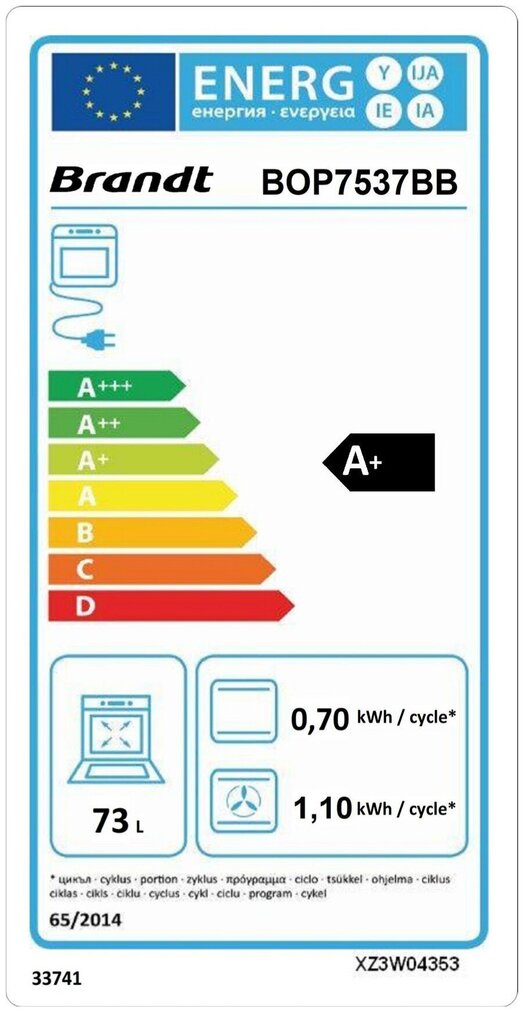 Integreeritav ahi Brandt BOP7537BB цена и информация | Ahjud | kaup24.ee