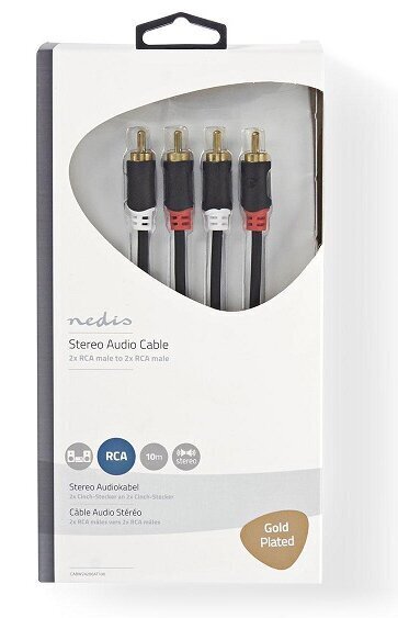 Audio kaabel 2x RCA -> 2 x RCA 3m Nedis , must цена и информация | Kaablid ja juhtmed | kaup24.ee