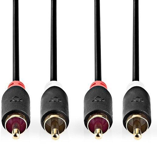 Audio kaabel 2x RCA -> 2 x RCA 3m Nedis , must цена и информация | Kaablid ja juhtmed | kaup24.ee