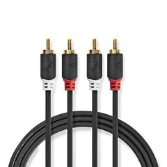 Audio kaabel 2x RCA -> 2 x RCA 3m Nedis , must цена и информация | Кабели и провода | kaup24.ee