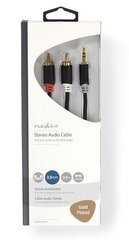 Aux Audio kaabel 3.5 mm -> 2x RCA 0.5m Nedis , must цена и информация | Кабели и провода | kaup24.ee