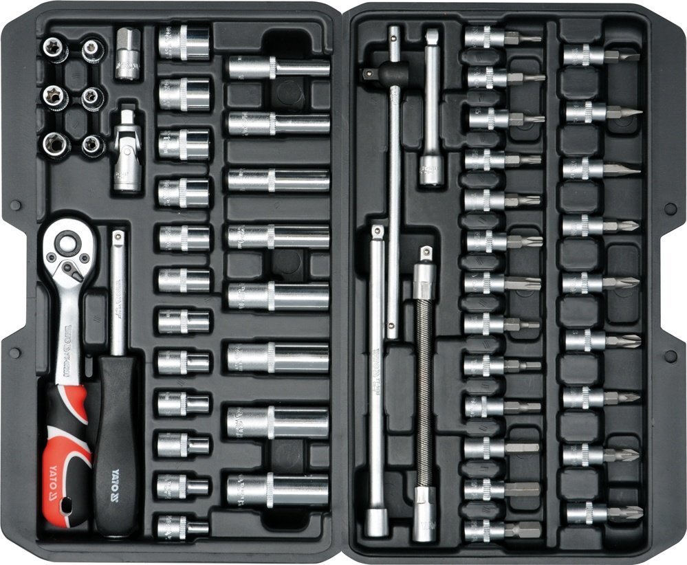 Tööriistakomplekt 56 tk 1/4" CrV Yato YT-14501 цена и информация | Käsitööriistad | kaup24.ee