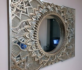Деревянное подвесное зеркало - мандала, 48 х 35 см цена и информация | Зеркала | kaup24.ee