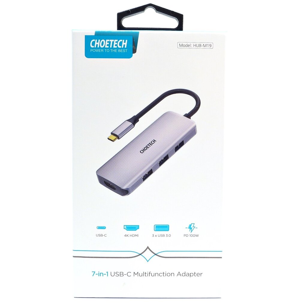 Adapter Choetech HUB-M19 USB-C 7W1 4K PD 100W, hall цена и информация | USB jagajad, adapterid | kaup24.ee