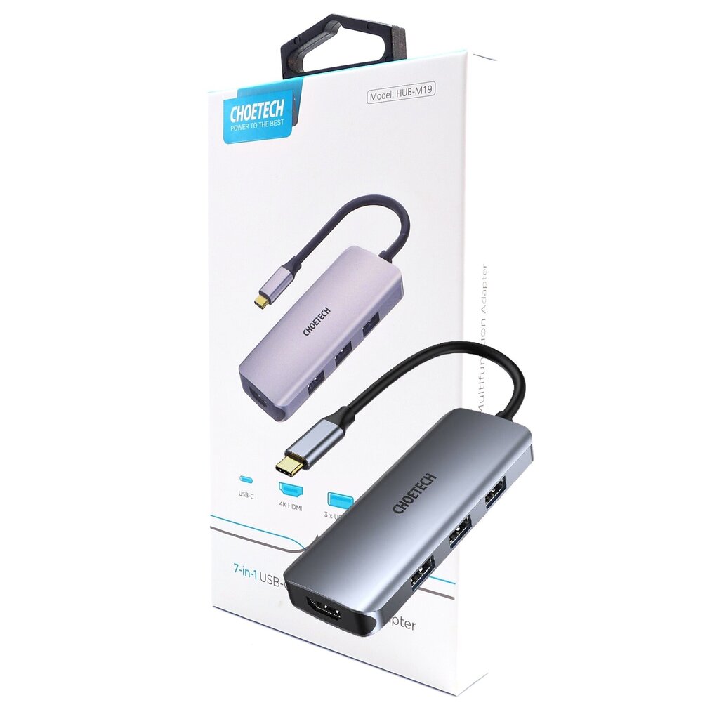 Adapter Choetech HUB-M19 USB-C 7W1 4K PD 100W, hall цена и информация | USB jagajad, adapterid | kaup24.ee