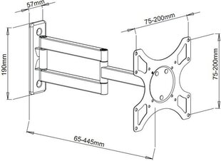 Seinakonsool Techly 301450 LED / LCD 19-37", 25 kg, pööratav цена и информация | Кронштейны и крепления для телевизоров | kaup24.ee