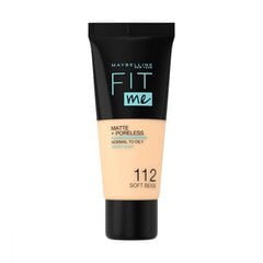 Maybelline Fit Me Foundation jumestuskreem 30 ml, 112 Soft Beige цена и информация | Пудры, базы под макияж | kaup24.ee