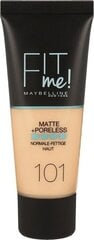 Jumestuskreem Maybelline Fit Me Matte&Poreless 101 True Ivory, 30 ml цена и информация | Пудры, базы под макияж | kaup24.ee