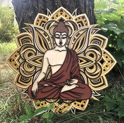 Mandala kaunistus koju Buddha, puidust, 58 x 58 hind ja info | Sisustuselemendid | kaup24.ee